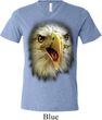 Mens Shirt Big Eagle Face Tri Blend V-neck Tee T-Shirt