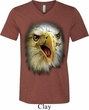 Mens Shirt Big Eagle Face Tri Blend V-neck Tee T-Shirt