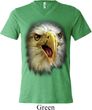 Mens Shirt Big Eagle Face Tri Blend V-neck Tee T-Shirt