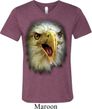 Mens Shirt Big Eagle Face Tri Blend V-neck Tee T-Shirt