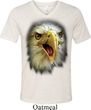 Mens Shirt Big Eagle Face Tri Blend V-neck Tee T-Shirt