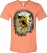 Mens Shirt Big Eagle Face Tri Blend V-neck Tee T-Shirt