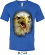 Mens Shirt Big Eagle Face Tri Blend V-neck Tee T-Shirt