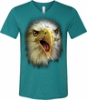 Mens Shirt Big Eagle Face Tri Blend V-neck Tee T-Shirt