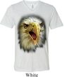 Mens Shirt Big Eagle Face Tri Blend V-neck Tee T-Shirt
