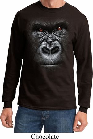 Mens Shirt Big Gorilla Face Long Sleeve Tee T-Shirt
