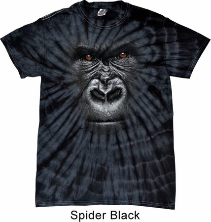 Mens Shirt Big Gorilla Face Spider Tie Dye Tee T-shirt