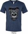 Mens Shirt Big Gorilla Face Tri Blend V-neck Tee T-Shirt