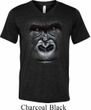 Mens Shirt Big Gorilla Face Tri Blend V-neck Tee T-Shirt
