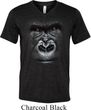 Mens Shirt Big Gorilla Face Tri Blend V-neck Tee T-Shirt