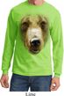 Mens Shirt Big Grizzly Bear Face Long Sleeve Tee T-Shirt