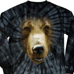 Mens Shirt Big Grizzly Bear Face Long Sleeve Tie Dye Tee T-shirt Mens Shirt Big Grizzly Bear Face Long Sleeve Tie Dye Tee T-shirt