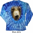 Mens Shirt Big Grizzly Bear Face Long Sleeve Tie Dye Tee T-shirt
