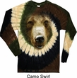 Mens Shirt Big Grizzly Bear Face Long Sleeve Tie Dye Tee T-shirt