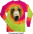 Mens Shirt Big Grizzly Bear Face Long Sleeve Tie Dye Tee T-shirt