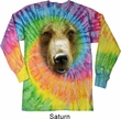 Mens Shirt Big Grizzly Bear Face Long Sleeve Tie Dye Tee T-shirt
