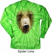 Mens Shirt Big Grizzly Bear Face Long Sleeve Tie Dye Tee T-shirt