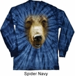 Mens Shirt Big Grizzly Bear Face Long Sleeve Tie Dye Tee T-shirt