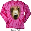 Mens Shirt Big Grizzly Bear Face Long Sleeve Tie Dye Tee T-shirt