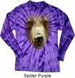 Mens Shirt Big Grizzly Bear Face Long Sleeve Tie Dye Tee T-shirt