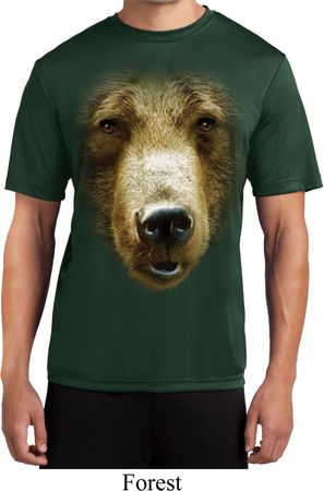 Mens Shirt Big Grizzly Bear Face Moisture Wicking Tee T-Shirt