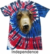 Mens Shirt Big Grizzly Bear Face Patriotic Tie Dye Tee T-shirt