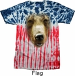 Mens Shirt Big Grizzly Bear Face Patriotic Tie Dye Tee T-shirt