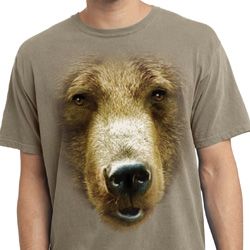 Mens Shirt Big Grizzly Bear Face Pigment Dyed Tee T-Shirt Mens Shirt Big Grizzly Bear Face Pigment Dyed Tee T-Shirt