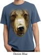 Mens Shirt Big Grizzly Bear Face Pigment Dyed Tee T-Shirt