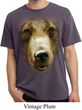 Mens Shirt Big Grizzly Bear Face Pigment Dyed Tee T-Shirt