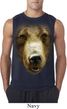 Mens Shirt Big Grizzly Bear Face Sleeveless Tee T-Shirt