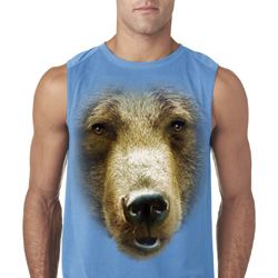 Mens Shirt Big Grizzly Bear Face Sleeveless Tee T-Shirt Mens Shirt Big Grizzly Bear Face Sleeveless Tee T-Shirt