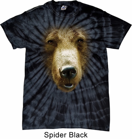 Mens Shirt Big Grizzly Bear Face Spider Tie Dye Tee T-shirt