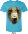 Mens Shirt Big Grizzly Bear Face Tri Blend V-neck Tee T-Shirt