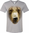 Mens Shirt Big Grizzly Bear Face Tri Blend V-neck Tee T-Shirt