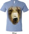 Mens Shirt Big Grizzly Bear Face Tri Blend V-neck Tee T-Shirt