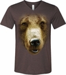 Mens Shirt Big Grizzly Bear Face Tri Blend V-neck Tee T-Shirt