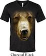 Mens Shirt Big Grizzly Bear Face Tri Blend V-neck Tee T-Shirt