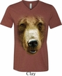 Mens Shirt Big Grizzly Bear Face Tri Blend V-neck Tee T-Shirt