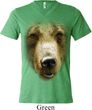 Mens Shirt Big Grizzly Bear Face Tri Blend V-neck Tee T-Shirt