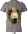 Mens Shirt Big Grizzly Bear Face Tri Blend V-neck Tee T-Shirt