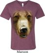 Mens Shirt Big Grizzly Bear Face Tri Blend V-neck Tee T-Shirt