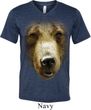 Mens Shirt Big Grizzly Bear Face Tri Blend V-neck Tee T-Shirt