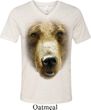 Mens Shirt Big Grizzly Bear Face Tri Blend V-neck Tee T-Shirt