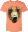 Mens Shirt Big Grizzly Bear Face Tri Blend V-neck Tee T-Shirt