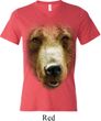 Mens Shirt Big Grizzly Bear Face Tri Blend V-neck Tee T-Shirt