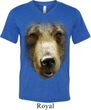 Mens Shirt Big Grizzly Bear Face Tri Blend V-neck Tee T-Shirt