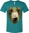 Mens Shirt Big Grizzly Bear Face Tri Blend V-neck Tee T-Shirt