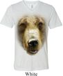 Mens Shirt Big Grizzly Bear Face Tri Blend V-neck Tee T-Shirt