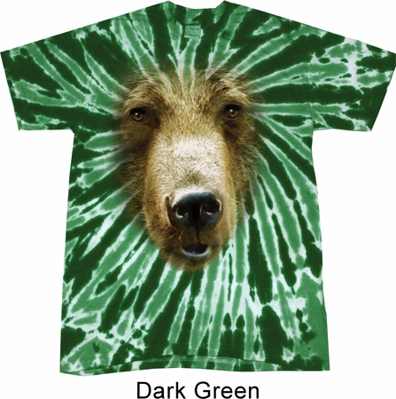 Mens Shirt Big Grizzly Bear Face Twist Tie Dye Tee T-shirt